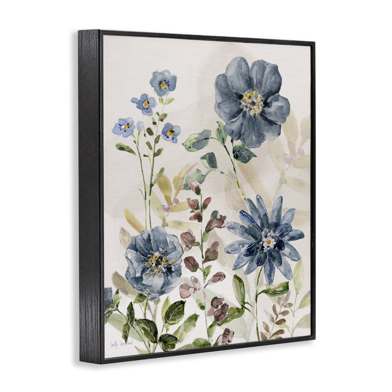 «Blush Blues Garden», estampe numérique, conception de Sally Swatland, H 14 po x l 11 po, Giclée encadrée noir minuit