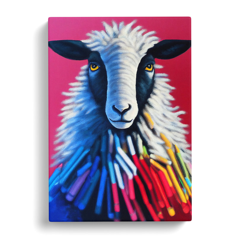 Sheep Crayon - Wrapped Canvas, 76cm H x 50cm W x 3cm D