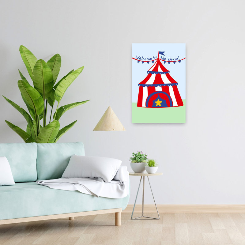 Circus Extravaganza, paysage ludique coloré, art mural rétro, H 24 po x l 16 po