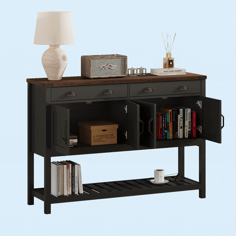 Console de rangement 47 po Modern Farmhouse, Noir