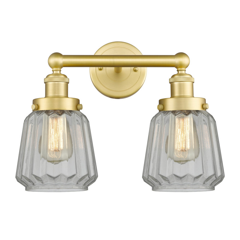 Éclairage pour meuble-lavabo à intensité variable à 2 lumières Aretzy, Transparent, Or satiné