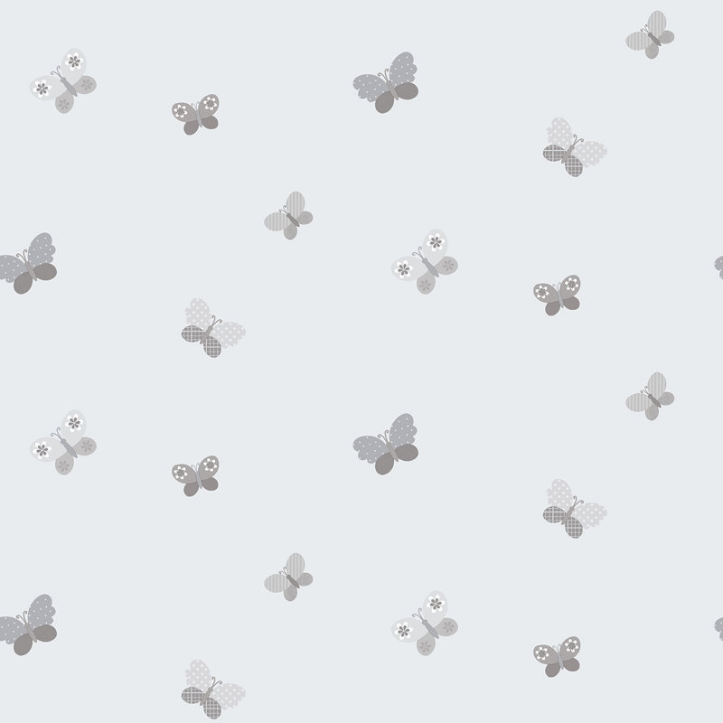 Just 4 Kids 2 Butterflies Design 33' L x 21" W Wallpaper Roll, Gray