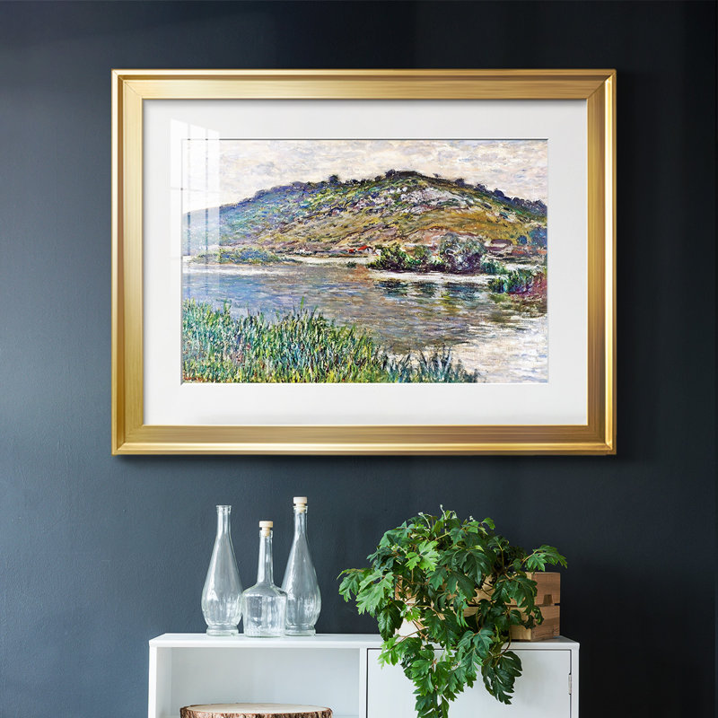 Paysage au port, impression sur papier, H 27 po x l 39 po x P 1,5 po, Or