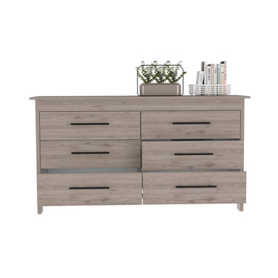 6 Drawer Double Dresser Wezz, Bedroom, Light Gray