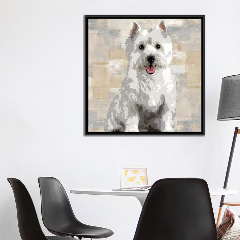 « west highland white terrier », impression sur toile, H 18 po x l 18 po x P 1,5 po, Toile avec cadre noir, Pas de tapis