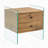 Double-drawer bedside table. The board surface is MDF with grain sticker, and both sides are transparent tempered glass. The design is simple and elegant, with excellent storage functions-1433599278