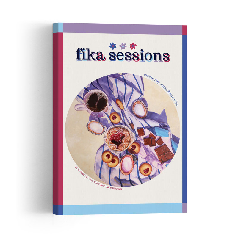 Fika Coffee Break Vibrant Contemporary Wall Art Print 1 Piece Wrapped Canvas Wall Art, 91.44cm H x 60.96cm W