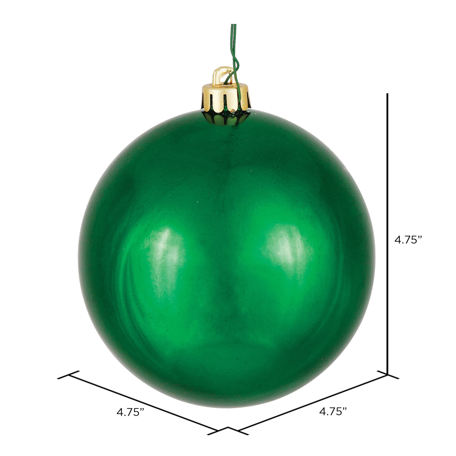 Christmas Ball Ornament, 4.75" H x 4.75" W x 4.75" D, Shiny Emerald