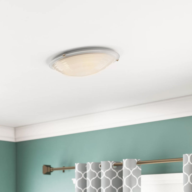 Olli Glass Flush Mount, Marble/Satin Nickel, 4" H x 12.5" W