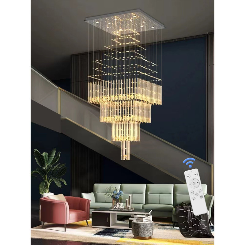 D32"X H100"Modern Crystal Chandelier, Raindrop Chandelier for Entryway, Large Chandeliers for High Ceilings, Staircase, Foyer, Living Room, 4-Tier Hanging Light Fixture