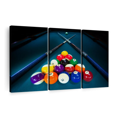 «Billiard Cue Stick Triangle», 3 pièces sur toile