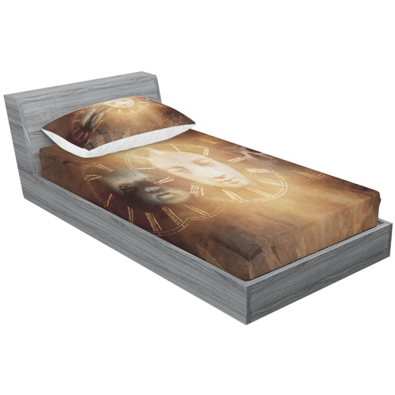 Taie d'oreiller avec masque mortuaire et tête de mort pour bébé, Ensemble de draps pour lit simple avec 1 taie d'or