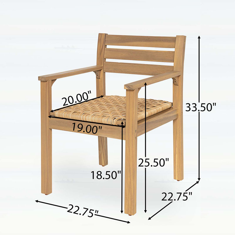 Ensemble de 2 chaises de salle à manger d'extérieur en bois d'acacia avec sièges tissés - Fauteuils de patio rustiques, durables et confortables pour tout environnement extérieur