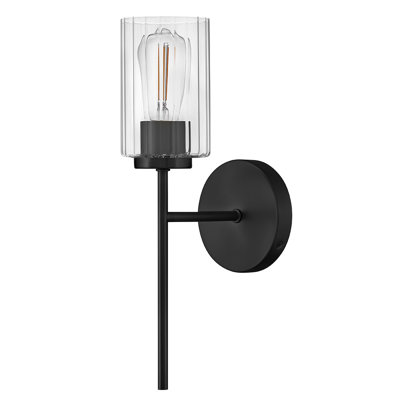 Single Light Bath Vanity Wall Sconce with Clear Ribbed Glass