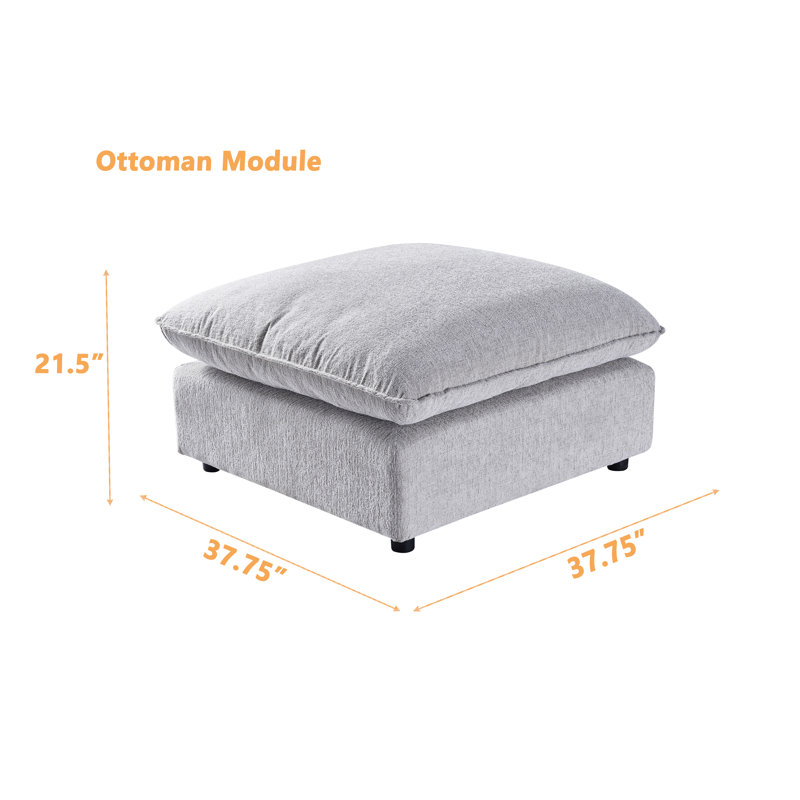 Canapé modulaire rembourré rembourré en duvet rembourré 37,75 po x P 37,75 po, Gris clair