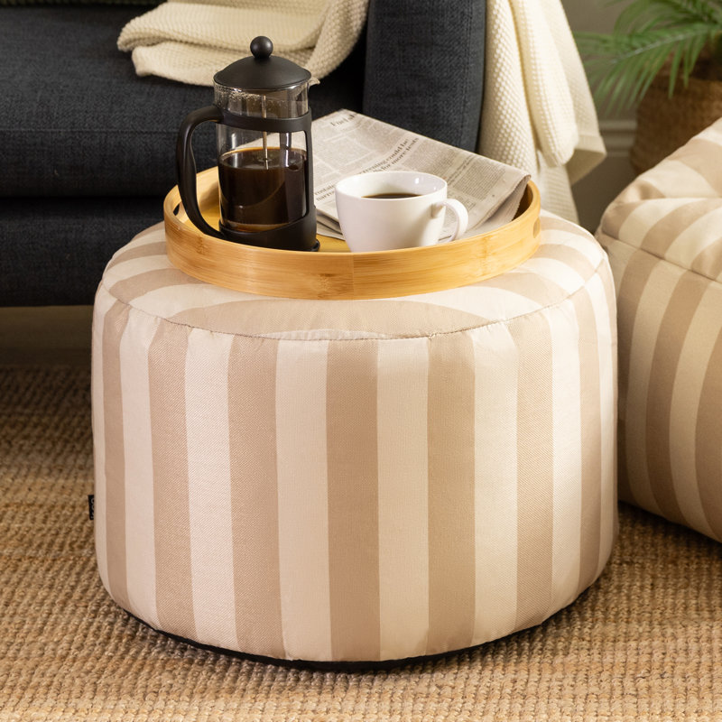 Milano Large Bean Bag Pouffe, Stone Striped