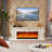 European Retro Light Luxury Oak Fireplace TV Stand, White/Dark Brown Available, Simulated Flame Electric Heating Decorative Floor Cabinet-128948195