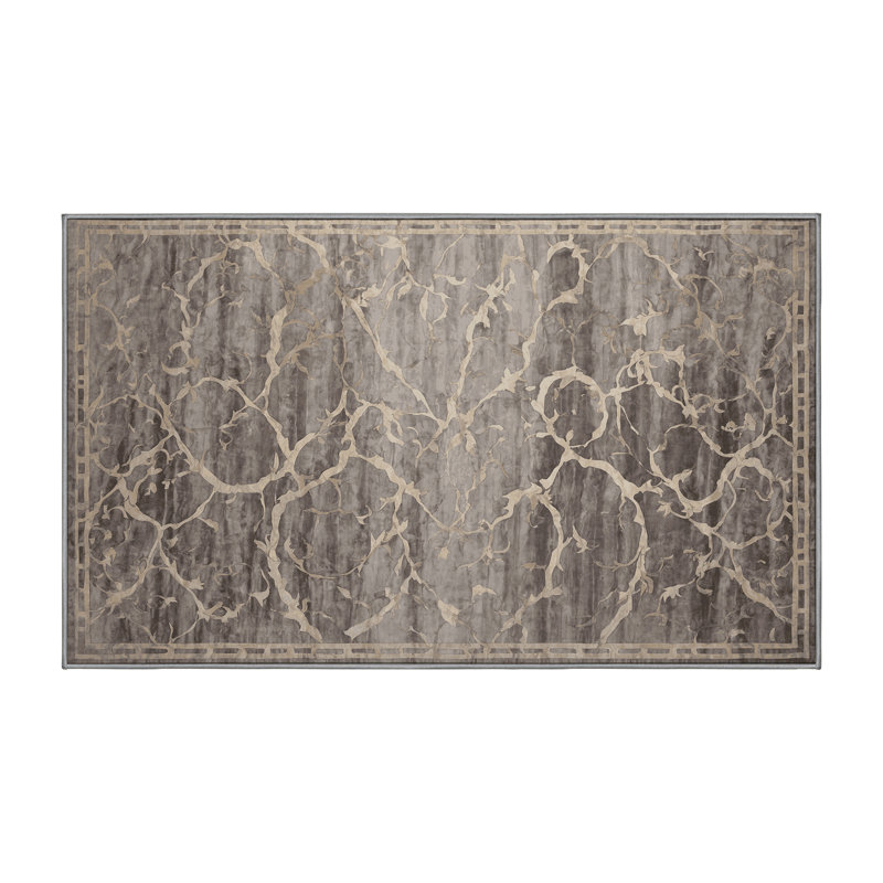Tapis gris lavable à la machine, Rectangle 7 pi x 9 pi
