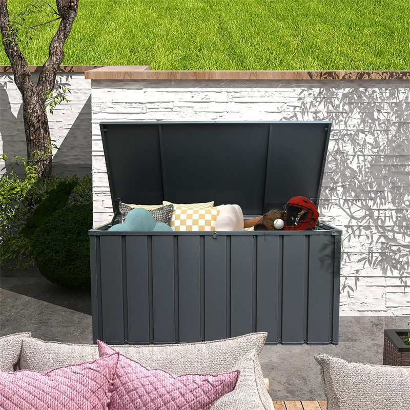 100 Gallon Outdoor Storage Deck Box Waterproof, Gray, 23.43" H x 49.41" W x 24.69" D