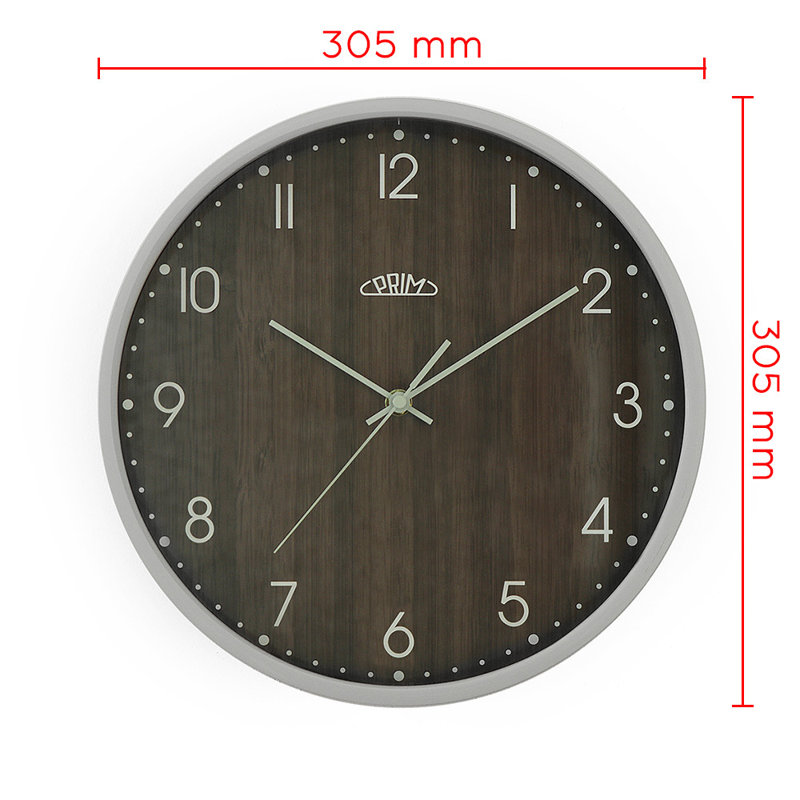 Wood Wall Clock, Grey/Dark Brown
