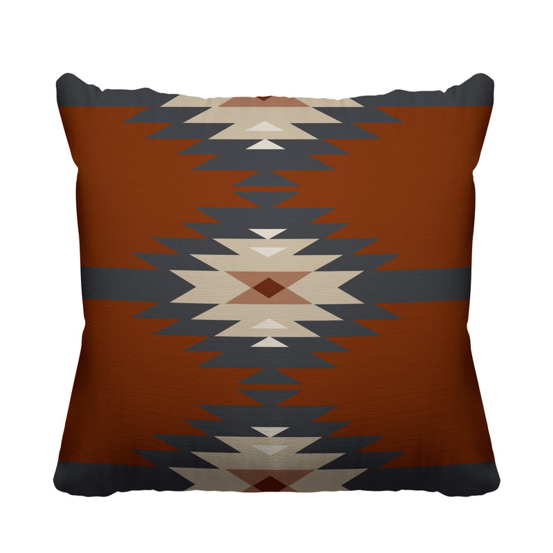 Coussin décoratif intérieur / extérieur Onida Southwestern, L 19 po x H 19 po, Orange brûlé