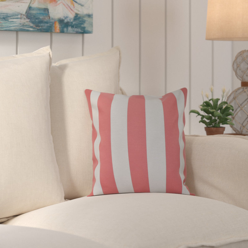 Railey Striped Reversible Throw Pillow, 18" x 18", Pink