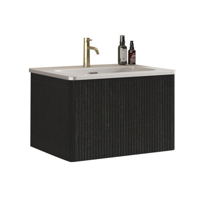 24.01" Striped Floating Bathroom Vanity With Sink