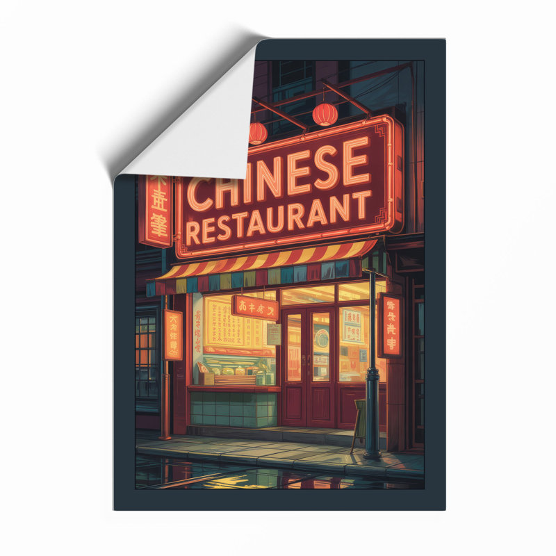 Neon Restaurant Sign Retro - Framed Print, Unframed, A3 - 42.0 x 29.7 cm