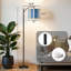 Lampe sur pied à arc avec abat-jour réglable à rayures verticales abstraites bleu gris Lampe sur pied à 3 températures de couleur à intensité variable avec interrupteur au pied pour chambre à coucher