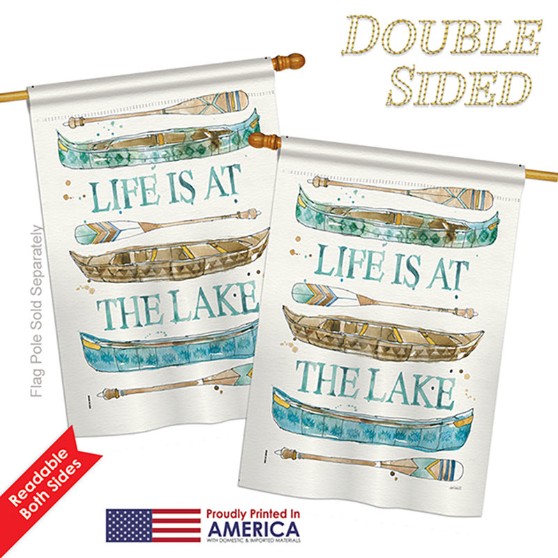 Drapeau de maison en polyester 40 x 28 po belges Life at the Lake