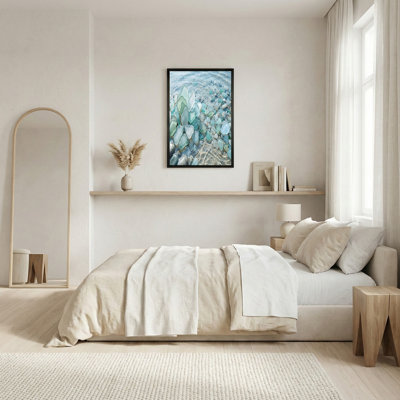 Blue and Green Frosted Sea Glass Stones in Clear Water Canvas Wall Art