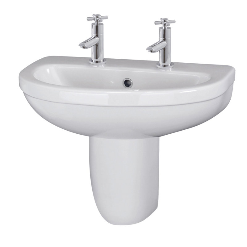 Nuie Ivo 550mm L x 445mm W White Vitreous China U-Shaped Sink with Overflow, 2