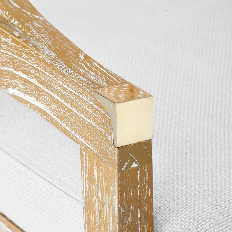 Edward Upholstered Stool with Solid Wood Frame, Natural