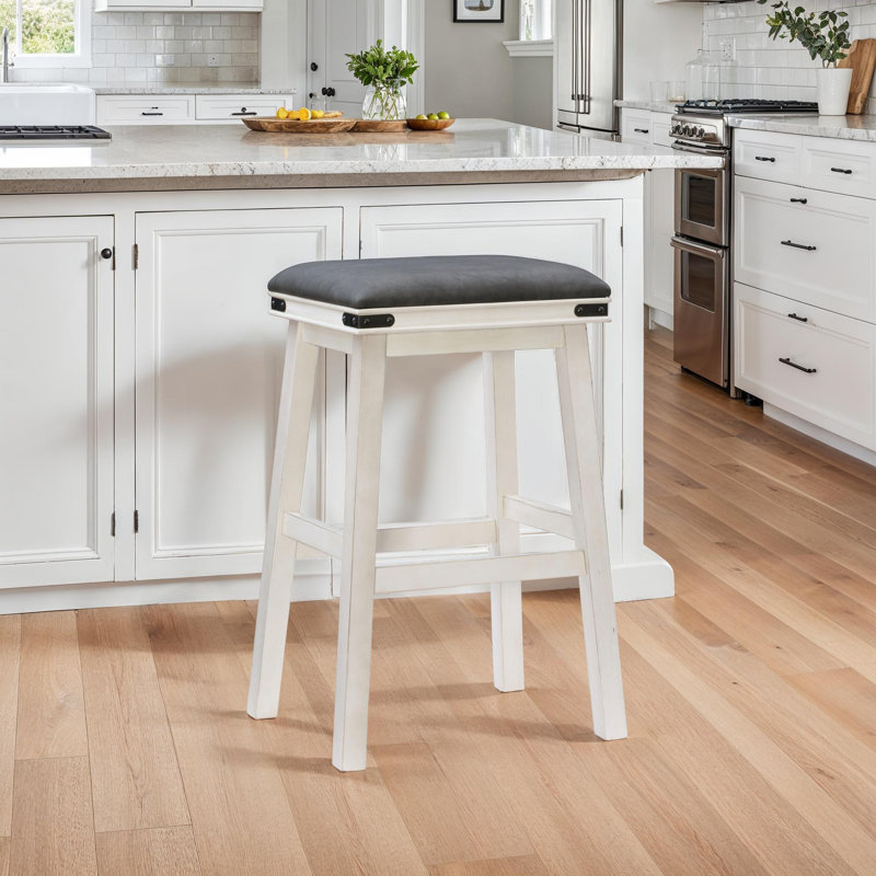 Tabouret de bar et de comptoir Raymond, Tabouret de bar (siège d’une hauteur de 30 po), Blanc cassé/gris