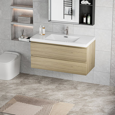 Meuble-lavabo mural flottant avec lavabo, meuble-lavabo mural
