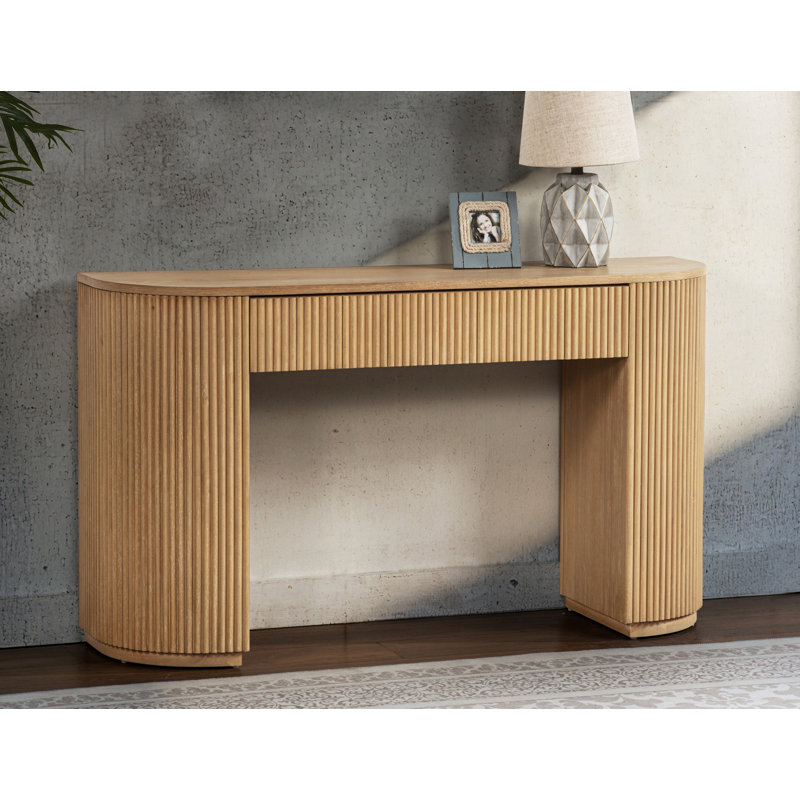 Queensbury 52" Fluted Oak Console Table, Light Oak