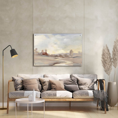 «Monochromatique Farm View» par Silvia Vassileva, art mural en verre acrylique, 36 po x 24 po