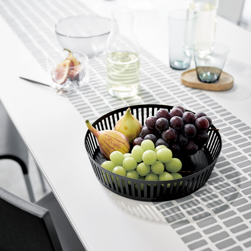 Wide White Steel Minimalist Round Fruit Basket