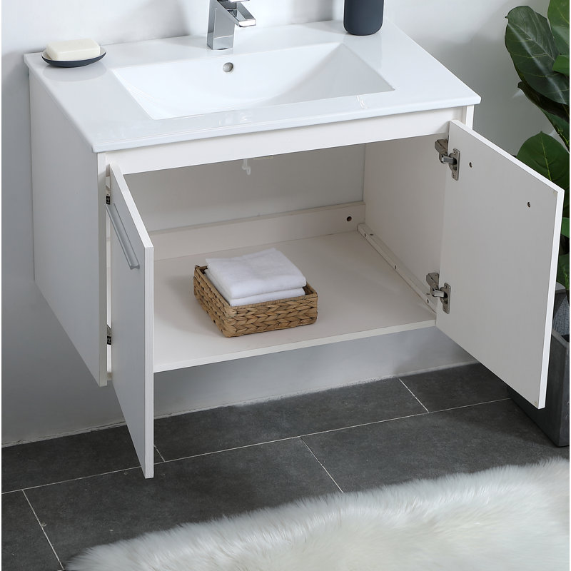 Ensemble de meuble-lavabo mural simple 30 po Agostini, Blanc