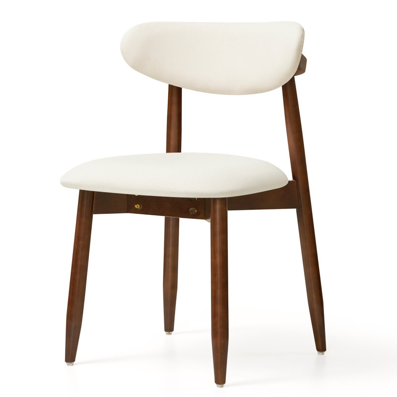 Chaises de salle à manger modernes et rembourrées, chaises de cuisine en bois massif avec siège et dossier rembourrés, design confortable beige (lot de 6)