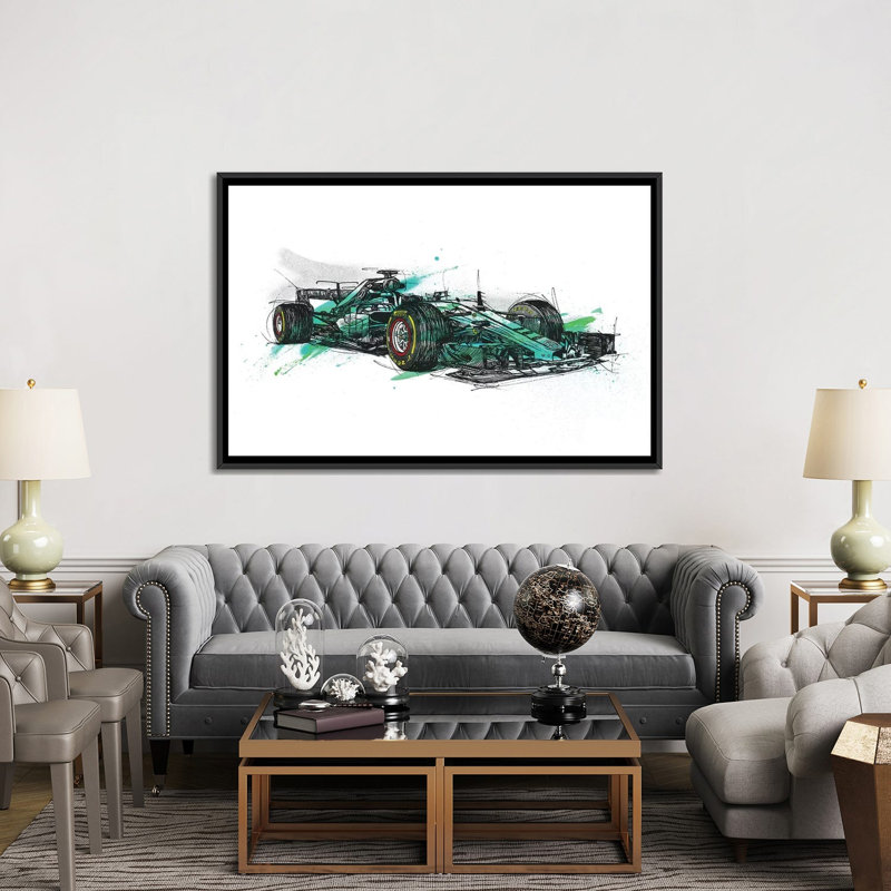 « f1 hamilton », impression sur toile, H 18 po x l 26 po x P 1,5 po, Toile encadrée noire, Pas de tapis