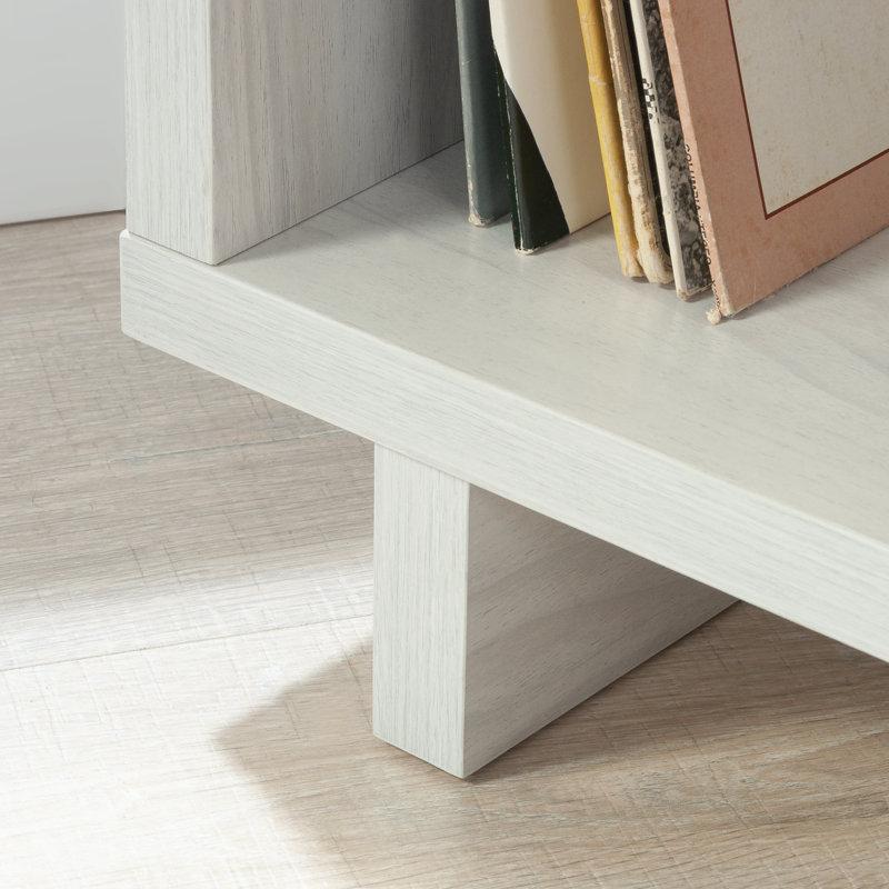 Gray Engineered Wood Bookcase with Cubes and Shelves