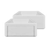 Whitehaus Collection Reversible Fireclay Kitchen Sink with Grid: Three Edge Frame, Plain Front Apron