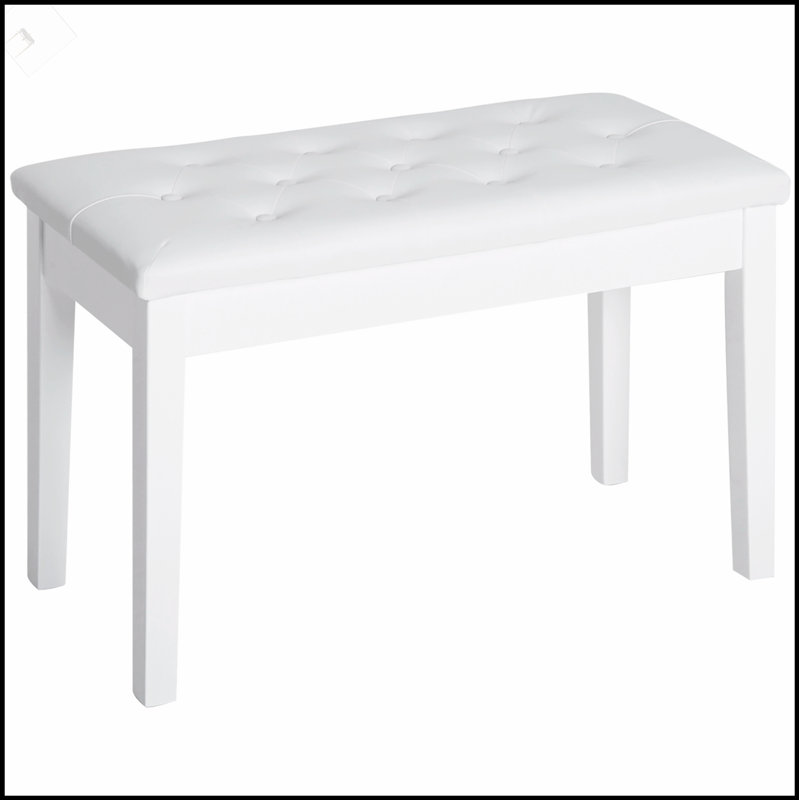 Elegant Duet Piano Bench With Fufaux Leather Padded Cushion And Sturdy Wooden Frame, Button Tufted For Comfort And Style.
