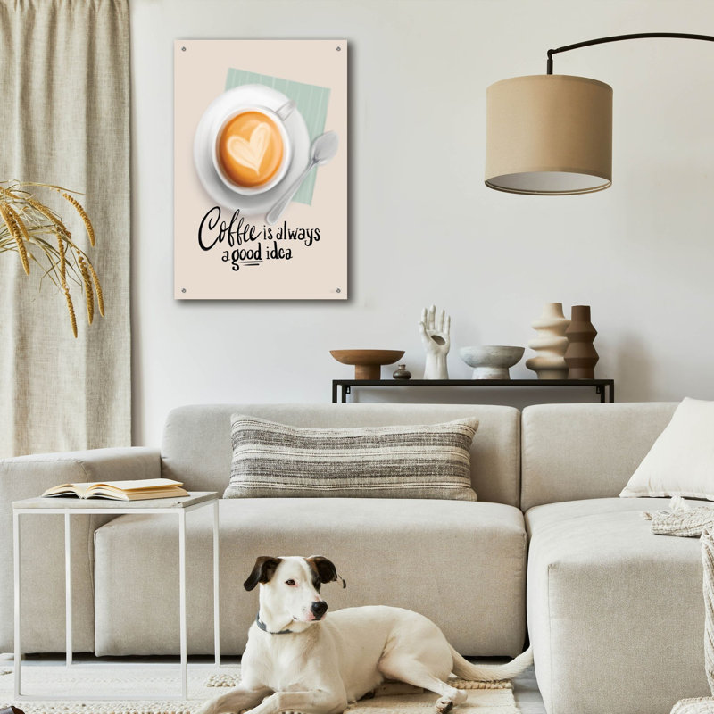  «Coffee Is Always A Good Idea» par House Fenway, art mural en verre acrylique, 24 po x 36 po, H 36 po x l 24 po