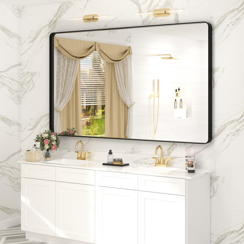 Miroir mural Aevar, 60 po x 36 po, Noir mat