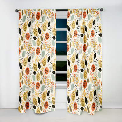 Soft Color Leaves Tropical Pattern I Blackout Single Curtain Panel