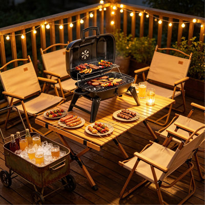 Compact Tabletop Portable Charcoal BBQ Grill