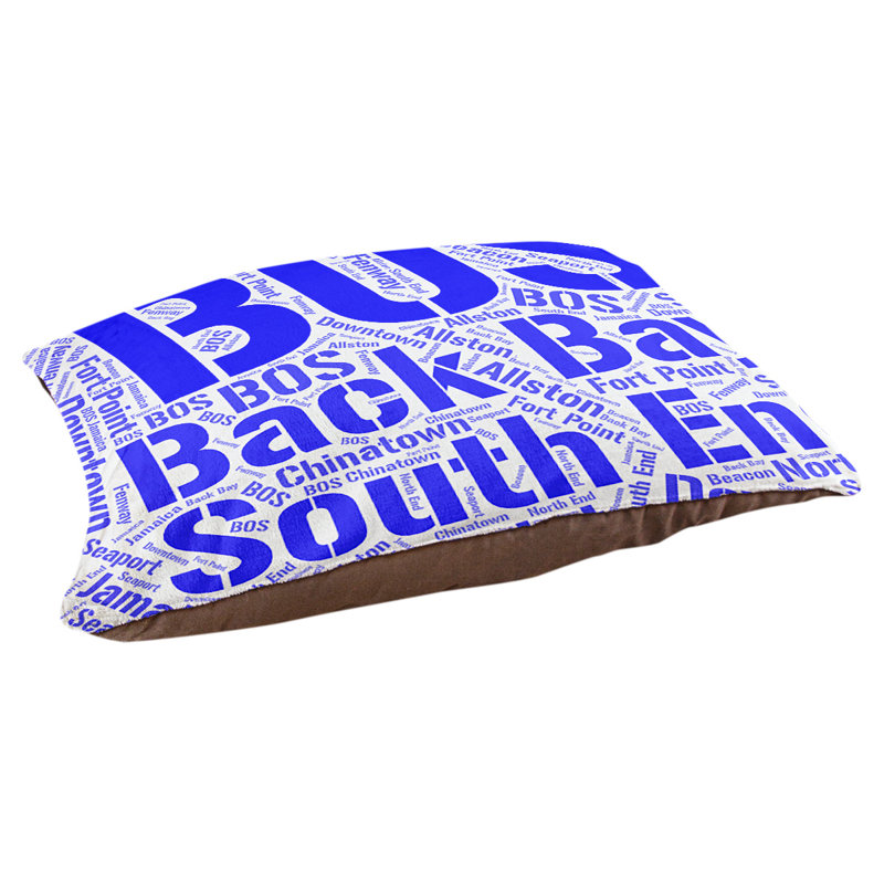 Coussin de chien « districts », Grand (l 40 po x P 30 po x H 14 po), Boston, Bleu