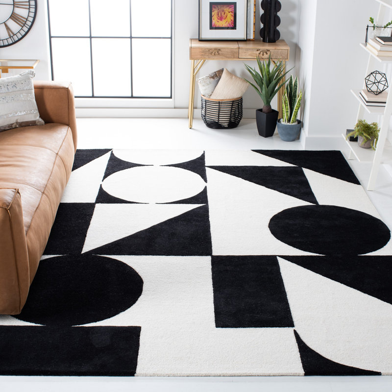 Dave Hand Tufted Geometric Indoor Rug, Rectangle 9' x 12'